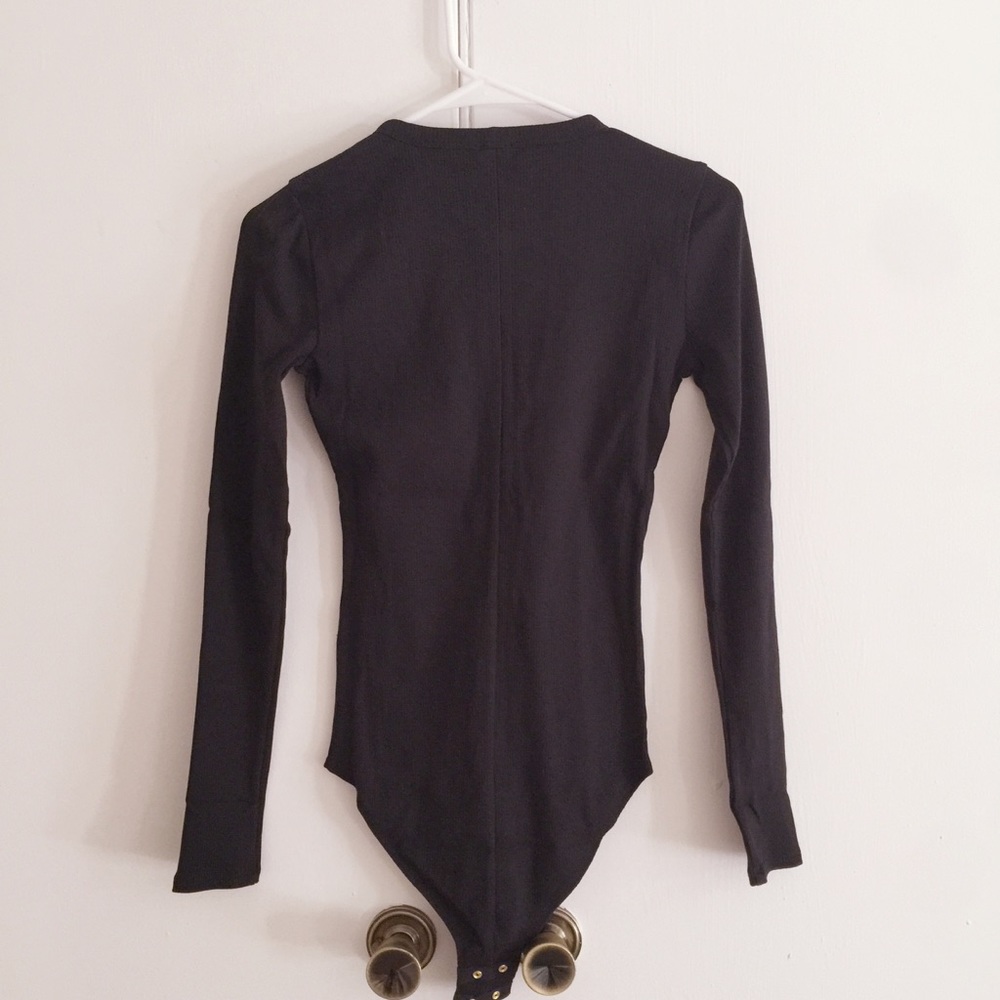 Last One! NWT J.Crew Henley black basic bodysuit - Picture 2 of 6